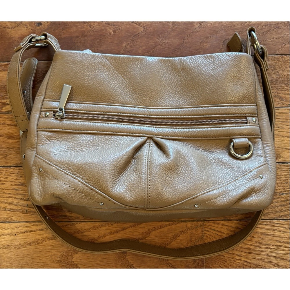 Stone & Co Crossbody Bag Shoulder Purse Soft Brown Leather Studded Medium Size